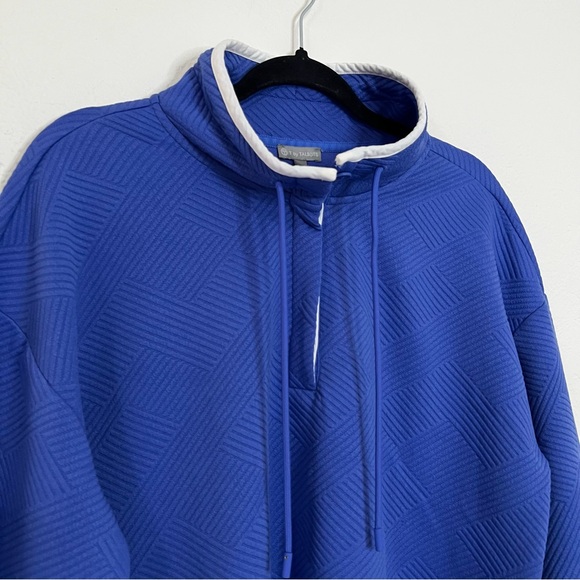 T by Talbots Blue Relaxed Pullover Sweater Button Mock Neck Women’s Plus Size 1X - Picture 3 of 11